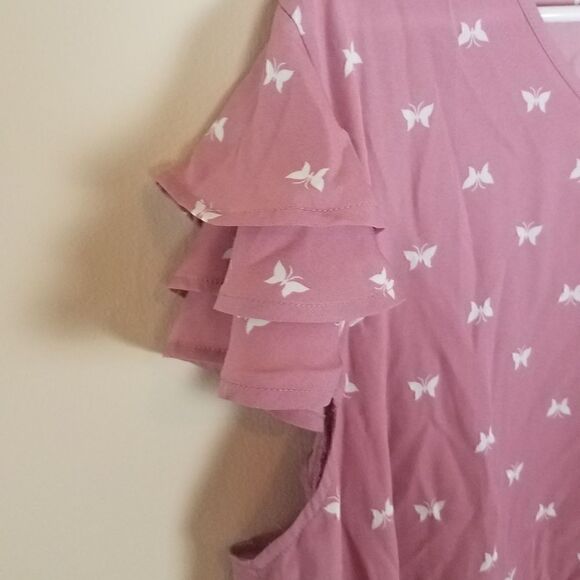 Sweet Rain Pink Butterfly Print Blouse - Picture 4 of 10